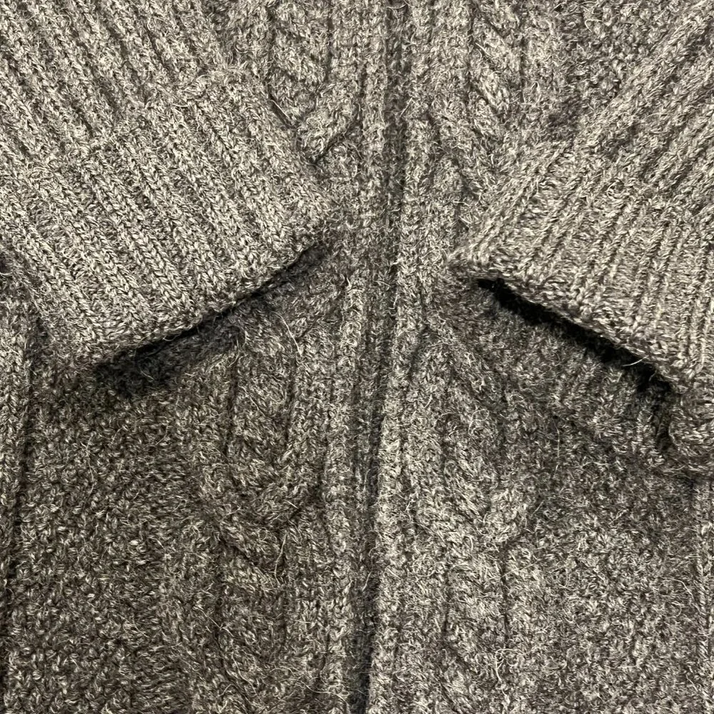 Inis Crafts Ireland Long Wool Cable Cardigan, Charcoal, M